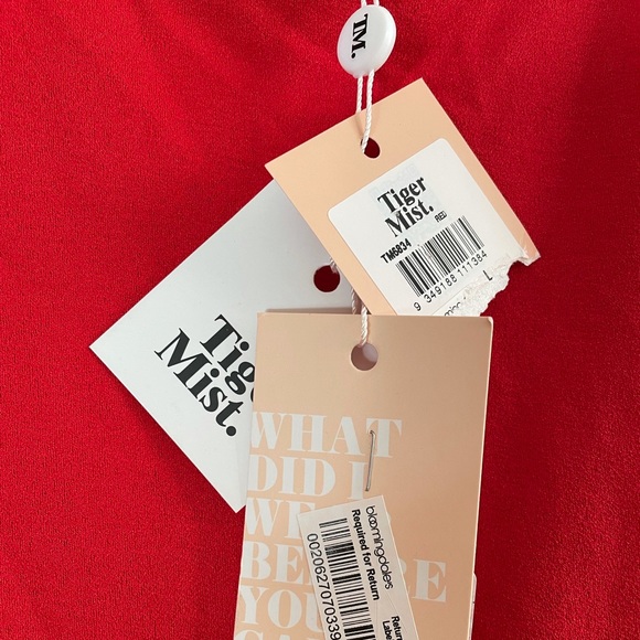 NWT (L) Tiger mist red ruched bodysuit adjustable straps tie front halatian - Picture 7 of 12